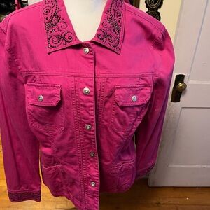Christine Alexander Fuchsia Embellished Jean Jacket
